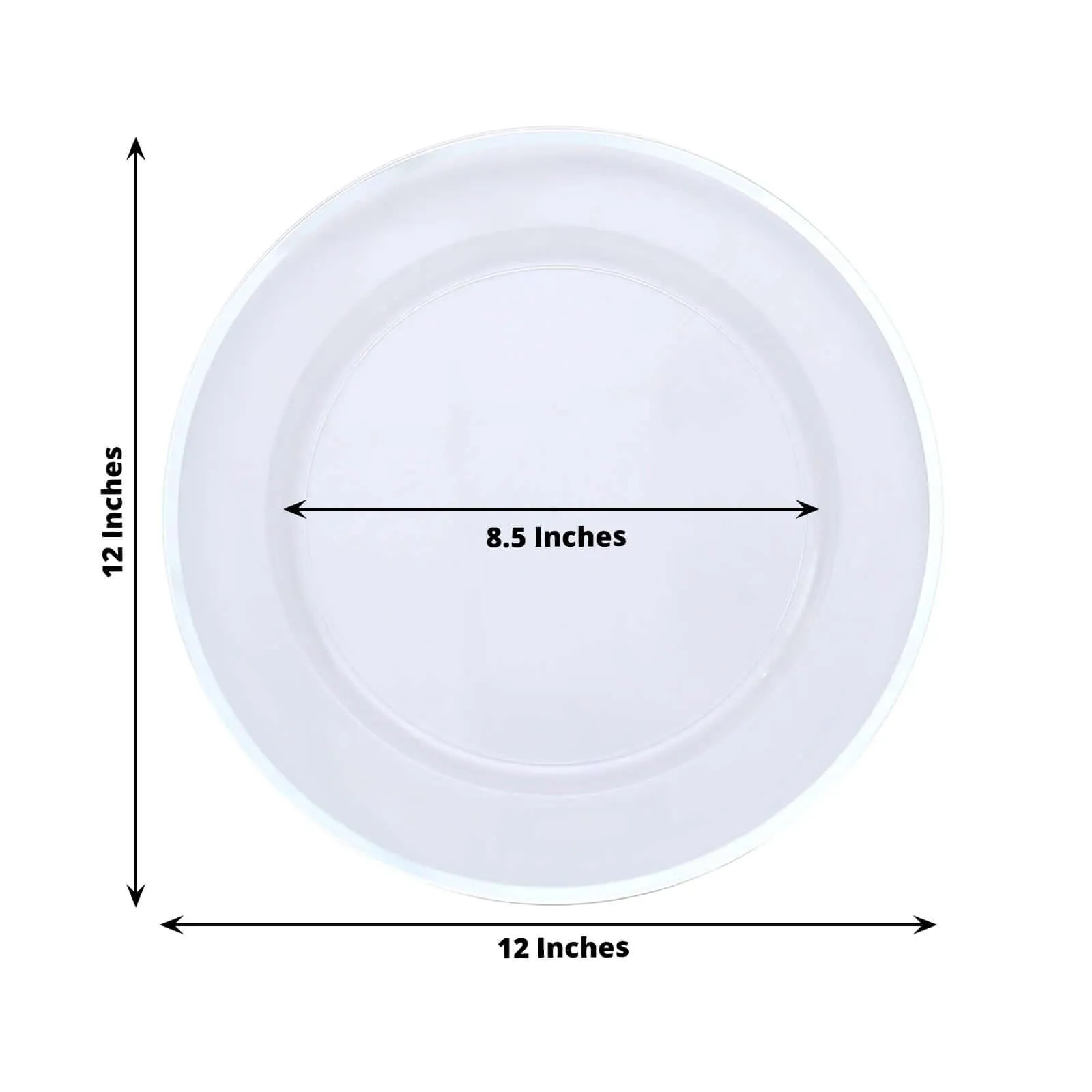 10 Pack Clear Economy Plastic Charger Plates With Silver Rim, 12" Round Dinner Chargers Event Tabletop Decor