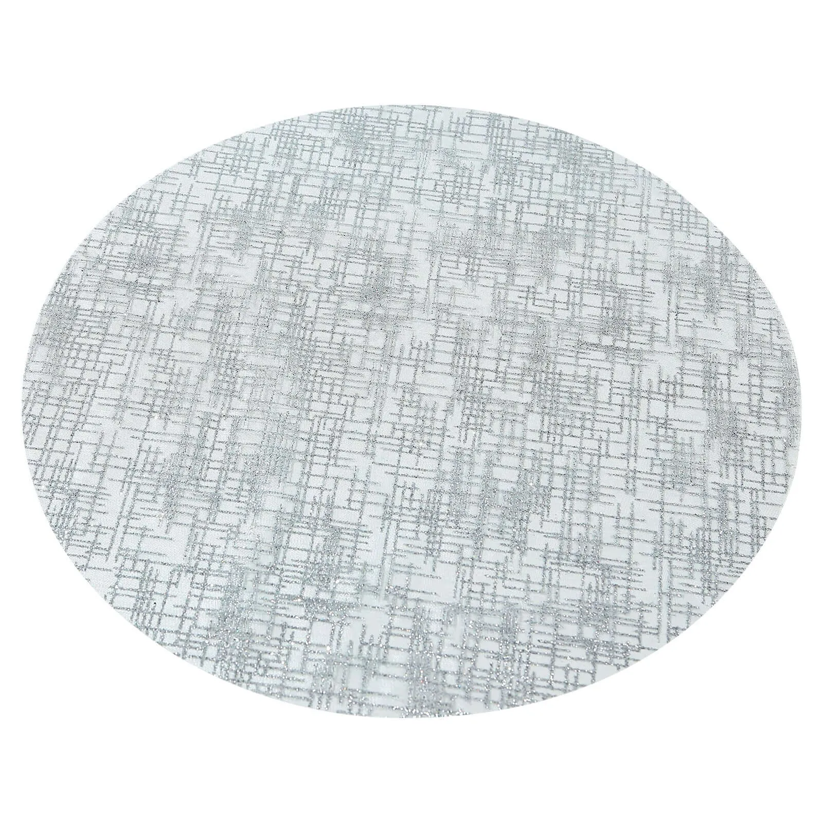 10 Pack Metallic Silver Glitter Mesh Round Table Mats, 13" Polyester Dining Placemats