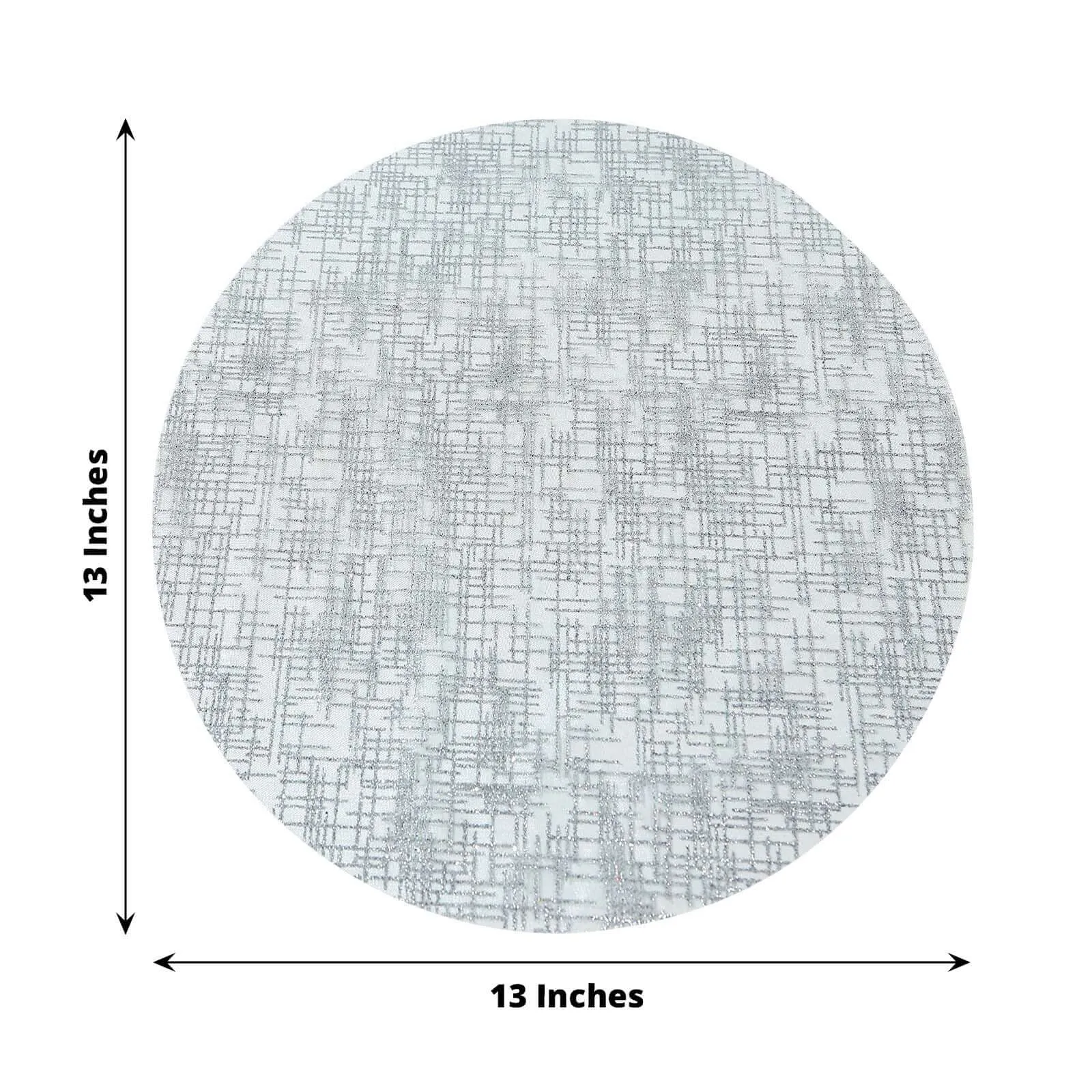 10 Pack Metallic Silver Glitter Mesh Round Table Mats, 13" Polyester Dining Placemats