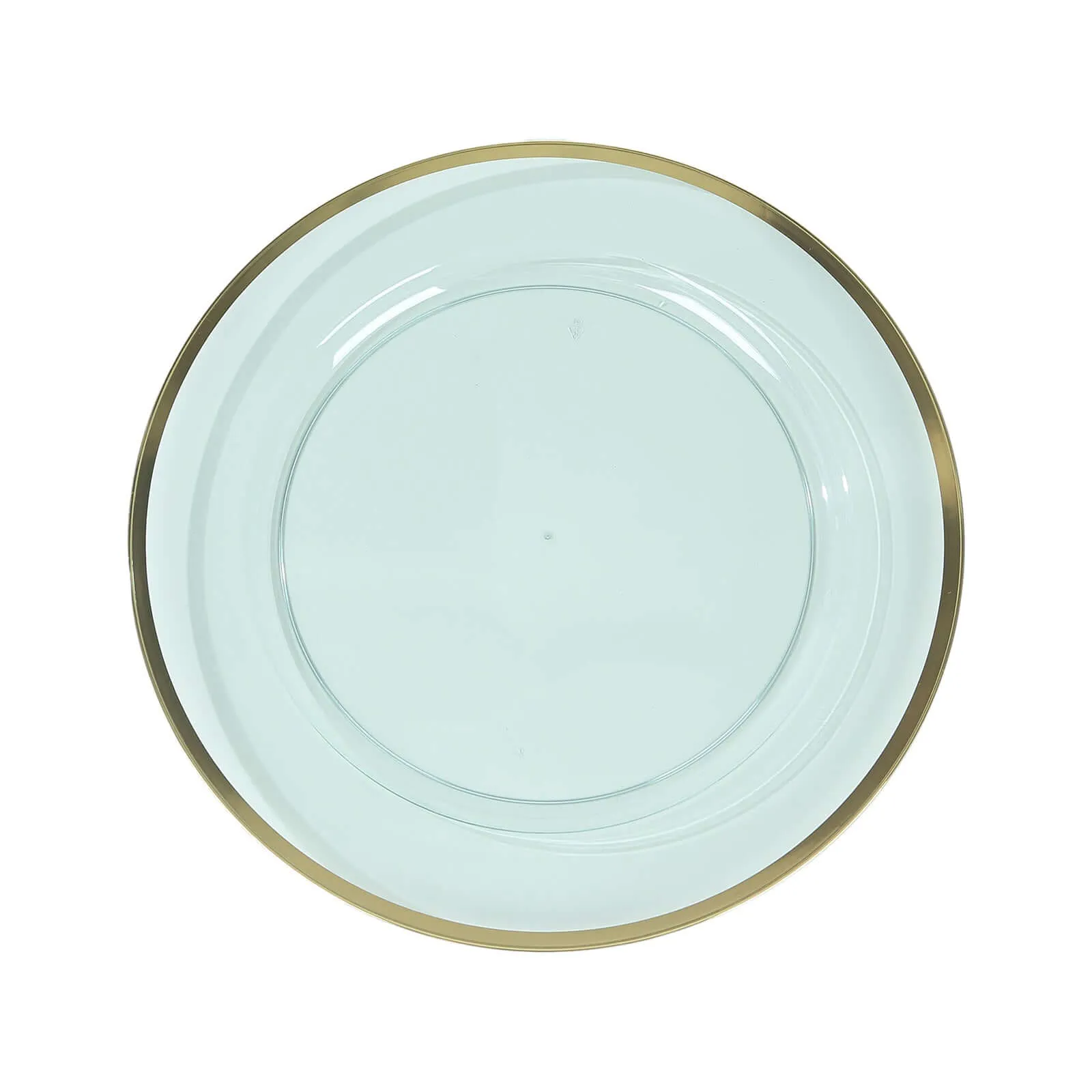 10 Pack Transparent Blue Economy Plastic Charger Plates With Gold Rim, 12" Round Dinner Chargers Event Tabletop Decor