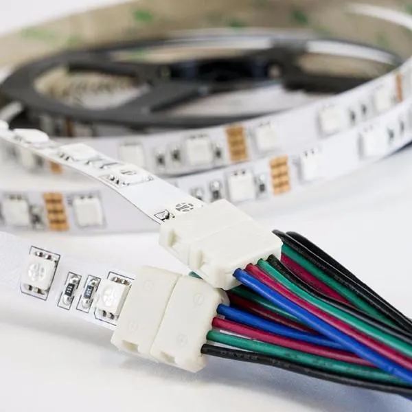 10mm (5050) Solderless LED Light Strip Connectors and Extensions : RGB Multicolor - 6 Inch Any Angle (4 Pack)