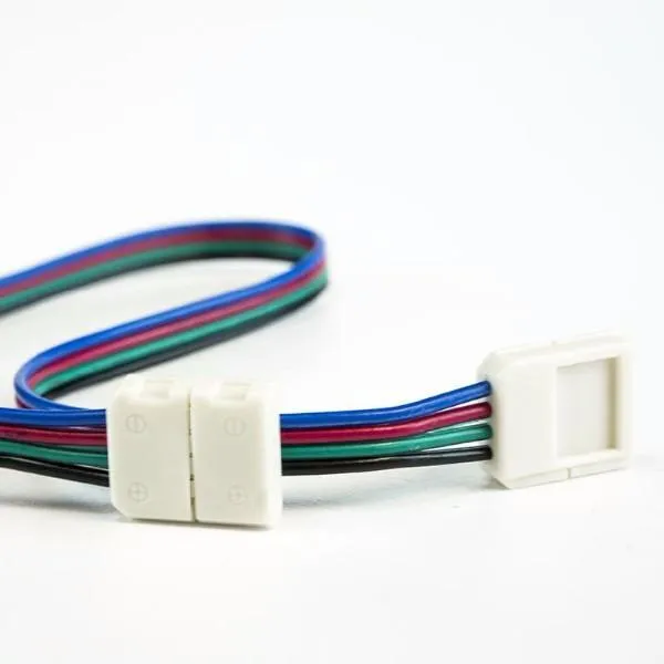 10mm (5050) Solderless LED Light Strip Connectors and Extensions : RGB Multicolor - 6 Inch Any Angle (4 Pack)