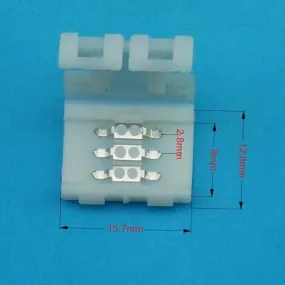 10PCS PACK Dual White LED Strip Connectors Solderless Snap Down 3 Conductor Connectors for 8mm Wide SMD3528 2835 Dual White Color Flex LED Strips