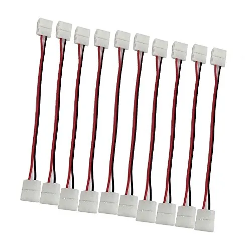 10pcs/Pack Solderless Snap Down 2Conductor LED Strip Connectors for 8mm Wide  2835 Single Color Flex LED Strips
