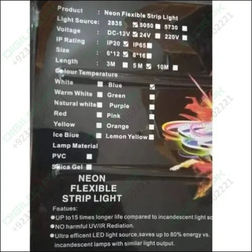 12V Neon Flexible Strip Light 1M Waterproof SMD 5050 Blue Rope String Silicone lamp Outdoor Lighting