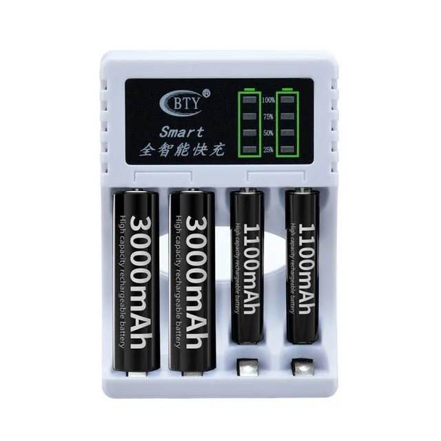 1pc 4 Slots LED Battery Charger Smart Rechargeable Battery Chargers 2 Colors For AA/AAA Ni-MH/Ni-Cd Rechargeable Battery