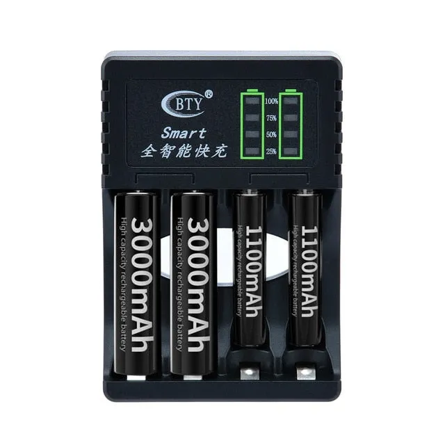 1pc 4 Slots LED Battery Charger Smart Rechargeable Battery Chargers 2 Colors For AA/AAA Ni-MH/Ni-Cd Rechargeable Battery