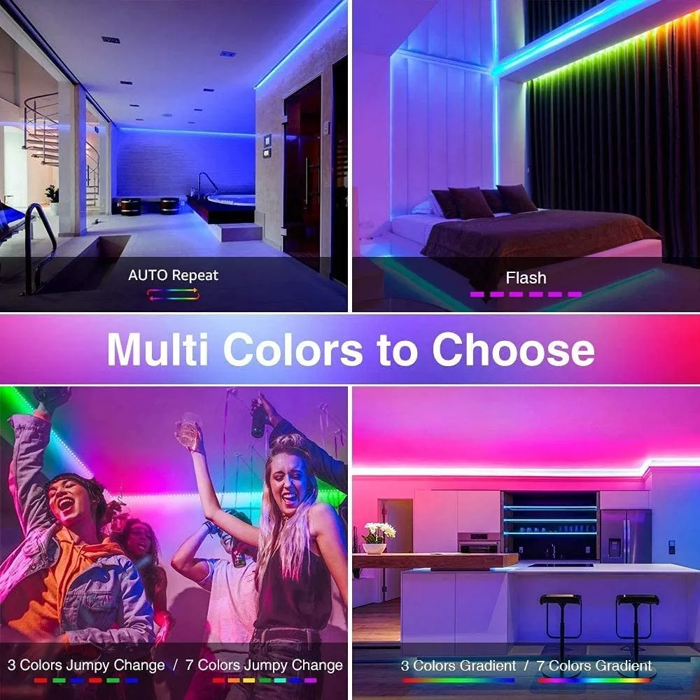 2-Pack: 65.6 Ft. RGB Strip Lights with 44 Mode Remote