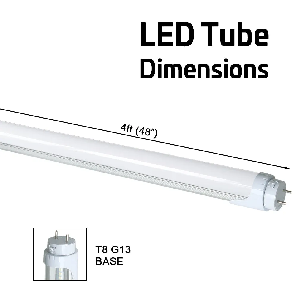 2200 Lumens - T8 4ft LED Tube Light - Ballast Bypass - Double Ended - 17W - 4000K -120-277V - Pack of 20