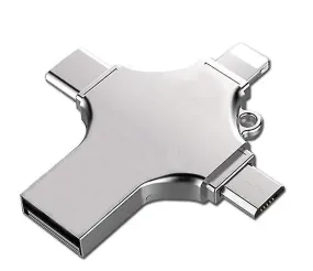 32GB silver 4 in 1 USB Flash Drive Compatible With iPhone, Micro USB & Type C Devices AZ21772
