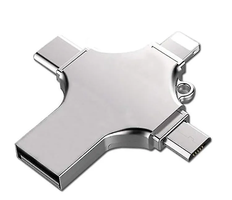 32GB silver 4 in 1 USB Flash Drive Compatible With iPhone, Micro USB & Type C Devices AZ21772