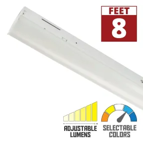 8ft LED Strip Light Fixture, 54/90 Watts, 12000 Lumens, 35K/40K/50K, 120/277V