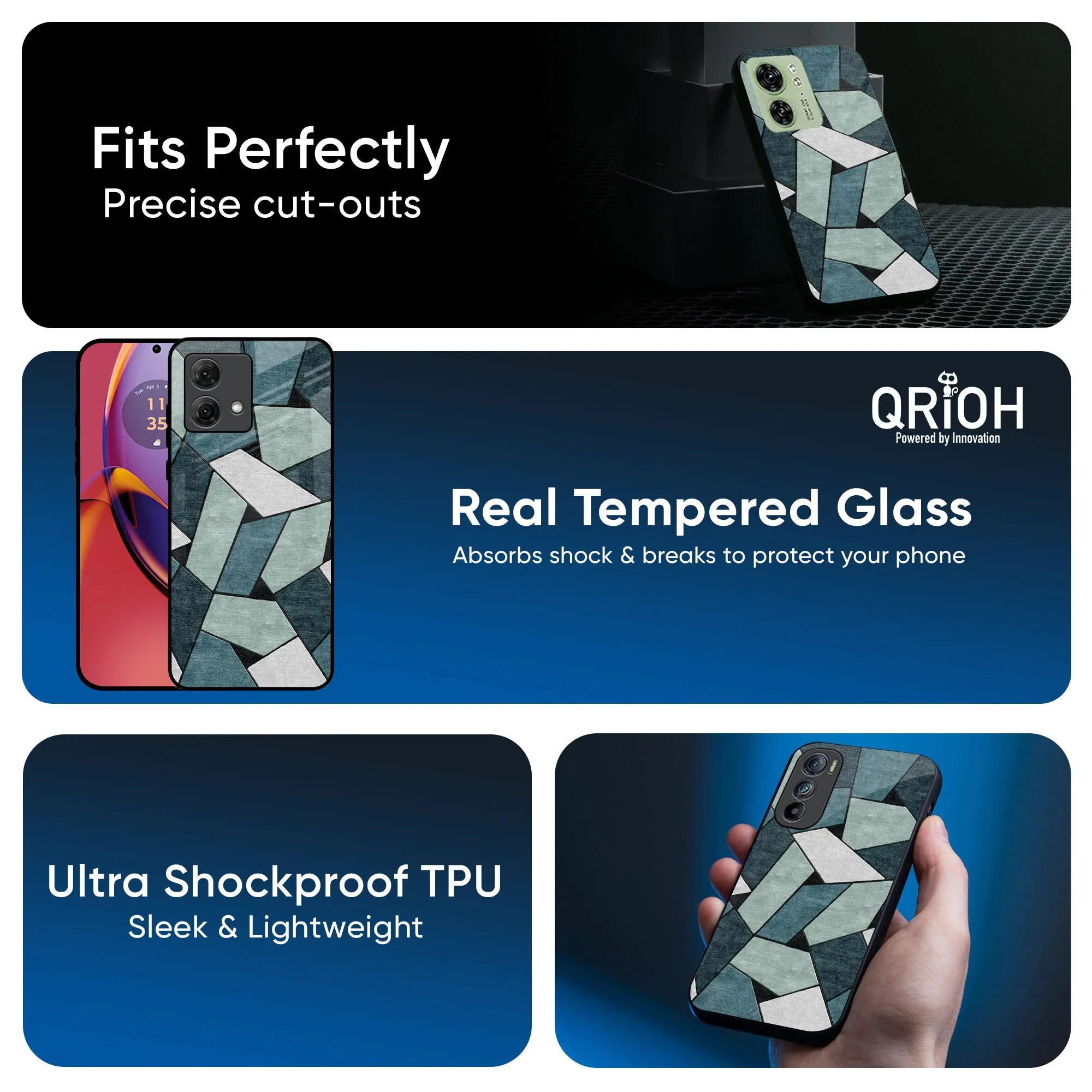 Abstact Tiles Glass Case for Motorola G84 5G