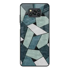 Abstact Tiles Glass Case for Poco X3