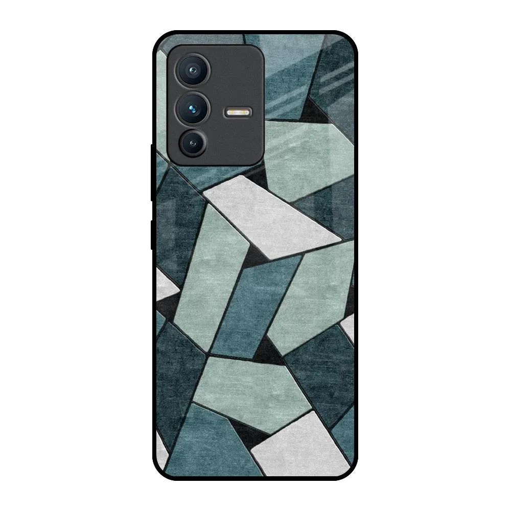 Abstact Tiles Glass Case for Vivo V23 Pro 5G