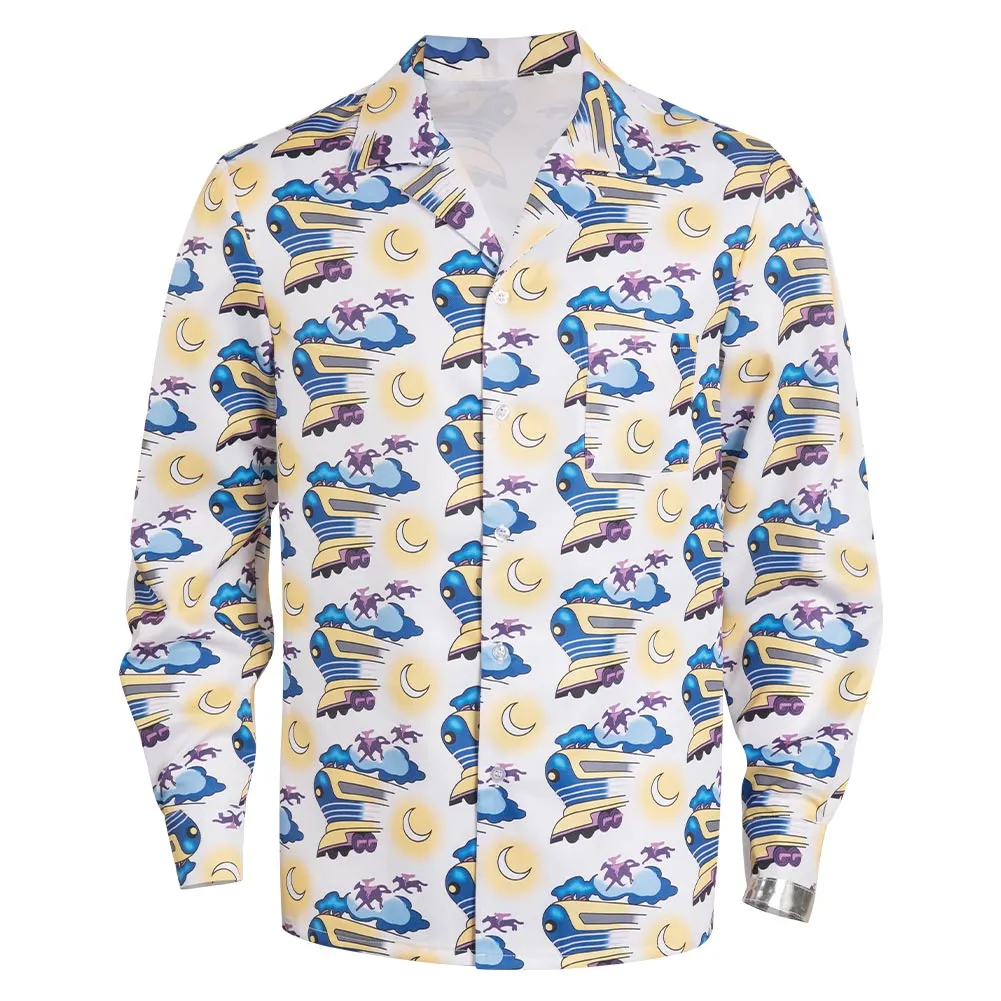 Back to the Future Doc Brown Adult Printed Shirt Party Carnival Halloween Cosplay Costume