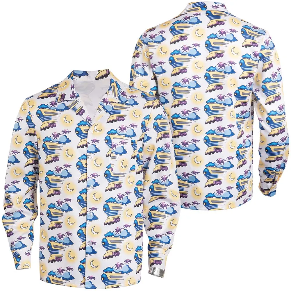Back to the Future Doc Brown Adult Printed Shirt Party Carnival Halloween Cosplay Costume