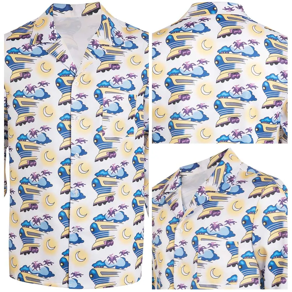 Back to the Future Doc Brown Adult Printed Shirt Party Carnival Halloween Cosplay Costume