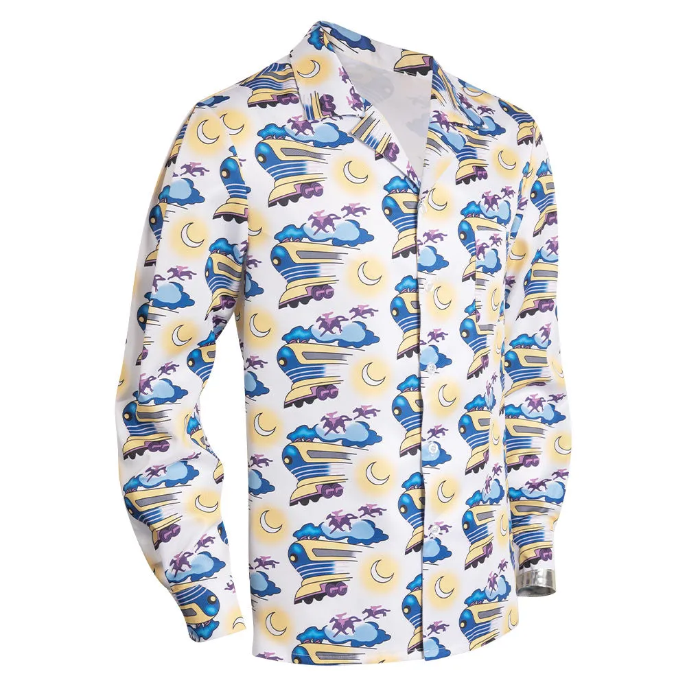 Back to the Future Doc Brown Adult Printed Shirt Party Carnival Halloween Cosplay Costume