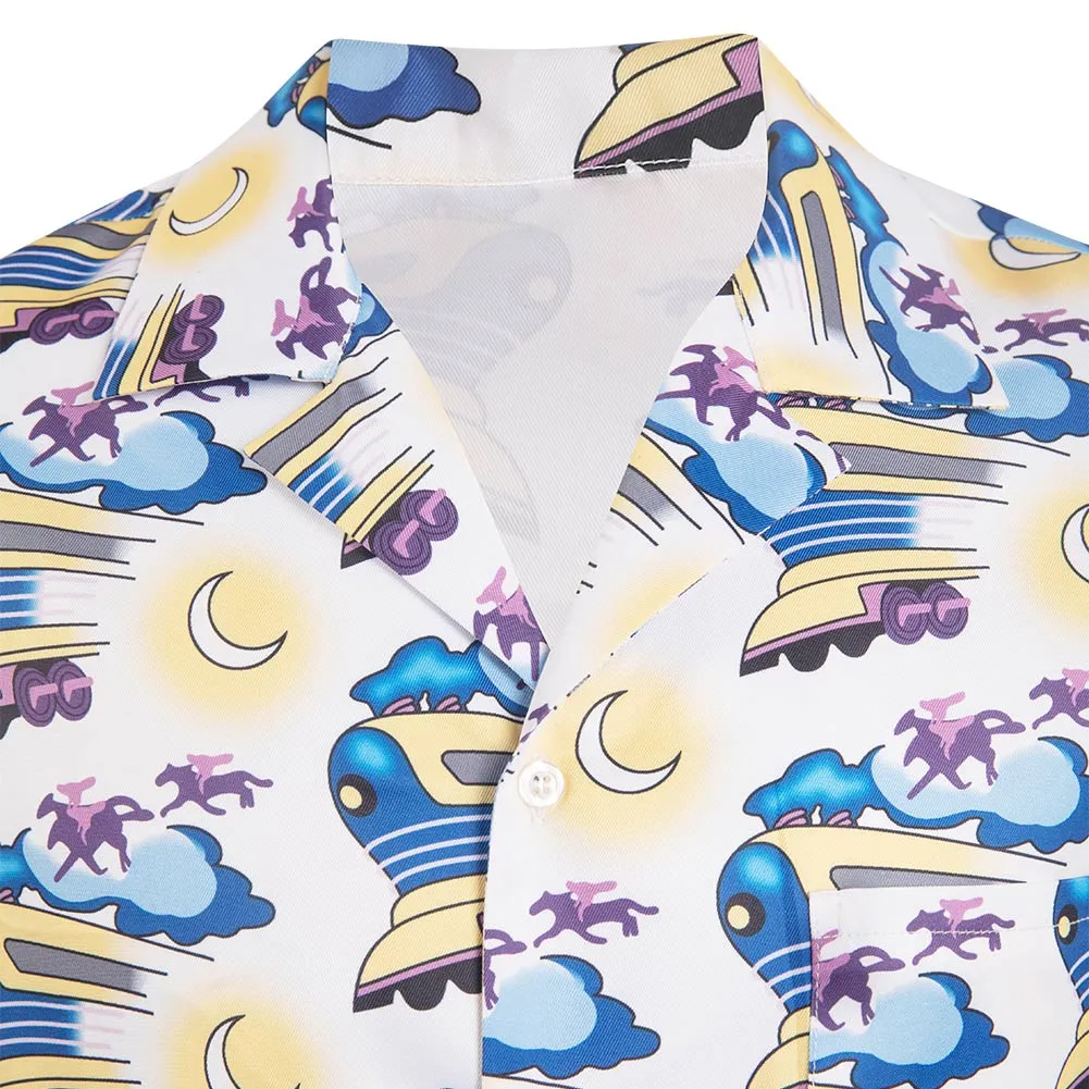 Back to the Future Doc Brown Adult Printed Shirt Party Carnival Halloween Cosplay Costume