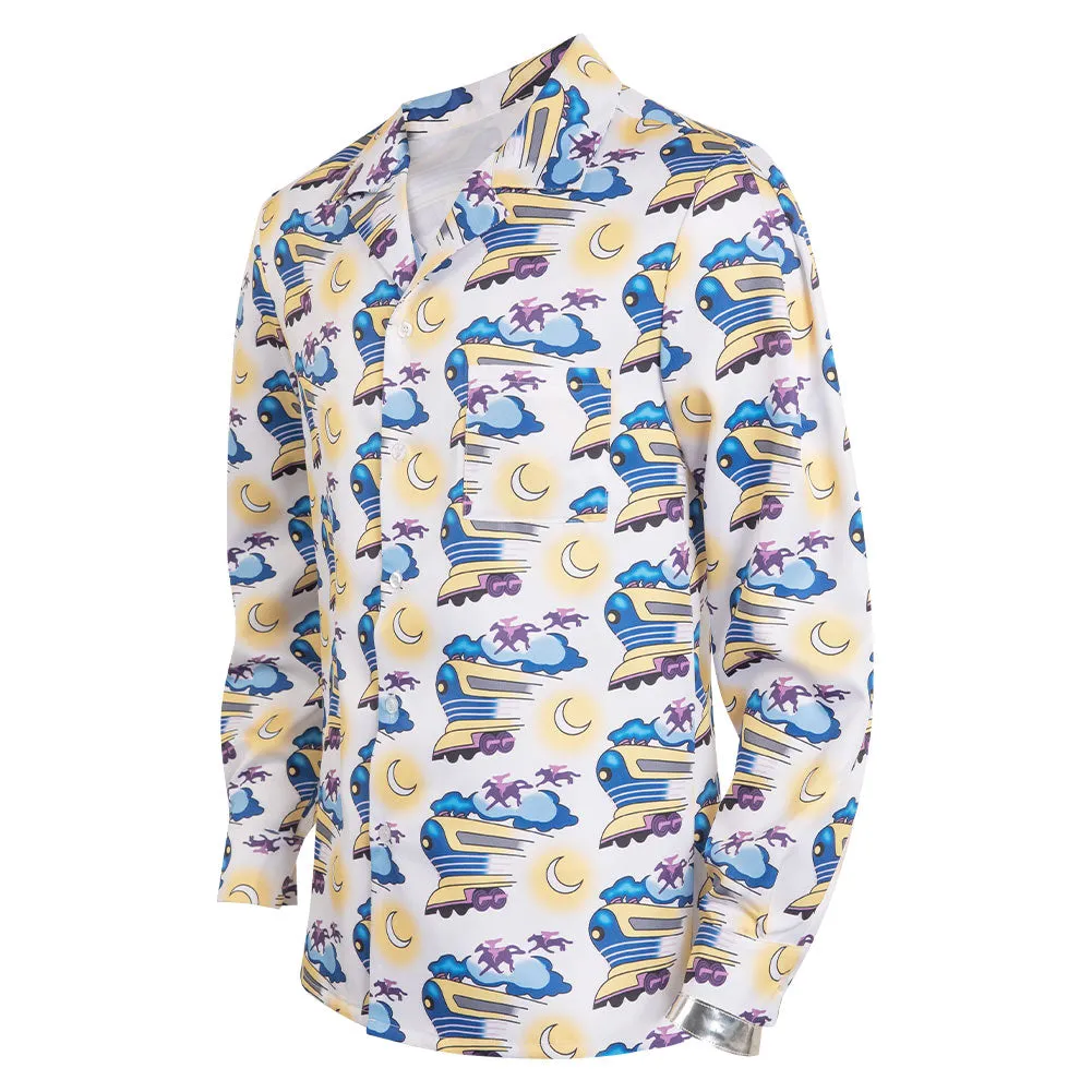 Back to the Future Doc Brown Adult Printed Shirt Party Carnival Halloween Cosplay Costume