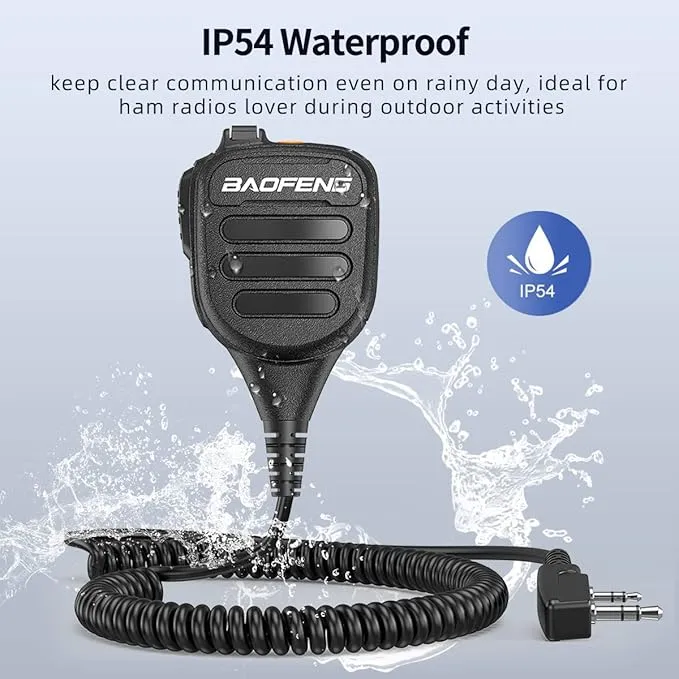 Baofeng Walkie Talkie Handheld Heavy Speaker BF-850 IP54 waterproof Volume Adjustable Speaker Mic,Shoulder Microphone for BaoFeng UV-5R BF-F8HP UV-S9 Plus BF-888S,Kenwood BTECH Retevis Two Way Radio