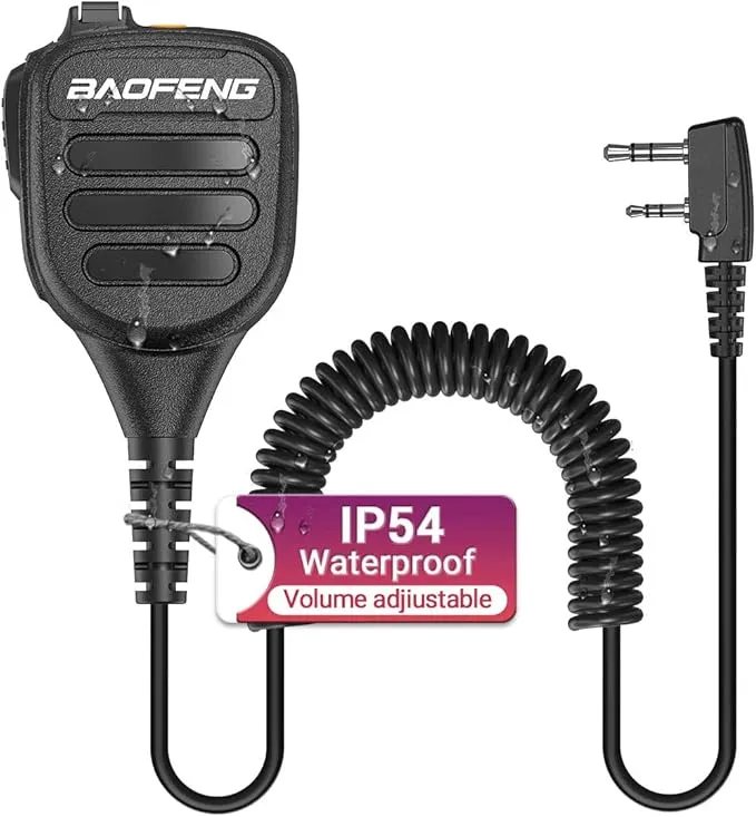 Baofeng Walkie Talkie Handheld Heavy Speaker BF-850 IP54 waterproof Volume Adjustable Speaker Mic,Shoulder Microphone for BaoFeng UV-5R BF-F8HP UV-S9 Plus BF-888S,Kenwood BTECH Retevis Two Way Radio