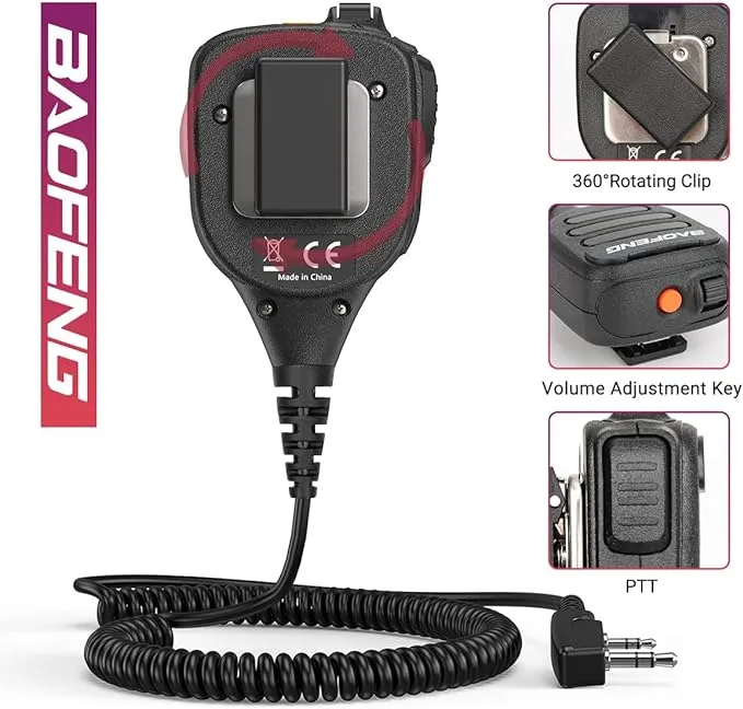 Baofeng Walkie Talkie Handheld Heavy Speaker BF-850 IP54 waterproof Volume Adjustable Speaker Mic,Shoulder Microphone for BaoFeng UV-5R BF-F8HP UV-S9 Plus BF-888S,Kenwood BTECH Retevis Two Way Radio