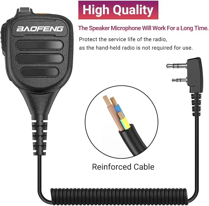 Baofeng Walkie Talkie Handheld Heavy Speaker BF-850 IP54 waterproof Volume Adjustable Speaker Mic,Shoulder Microphone for BaoFeng UV-5R BF-F8HP UV-S9 Plus BF-888S,Kenwood BTECH Retevis Two Way Radio