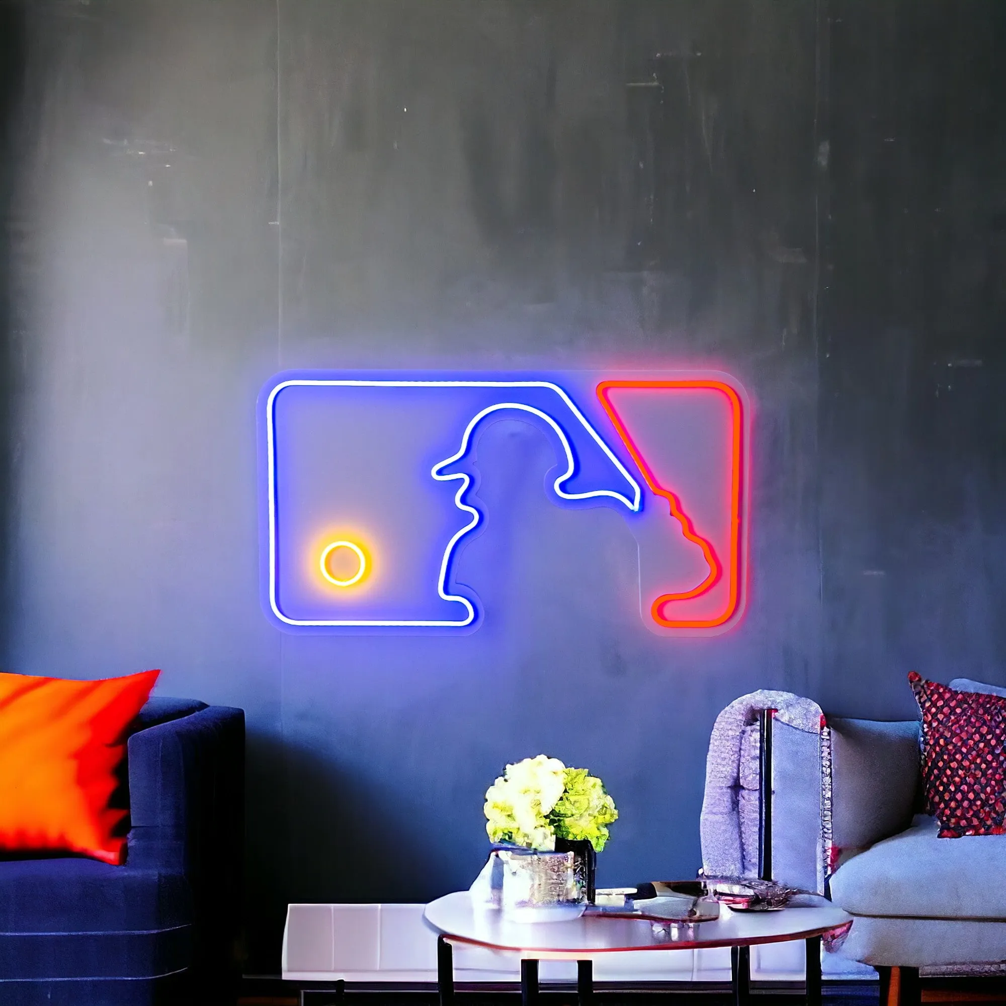Baseball Pitcher Led Neon Wall Decor, MLB Baseball Sign