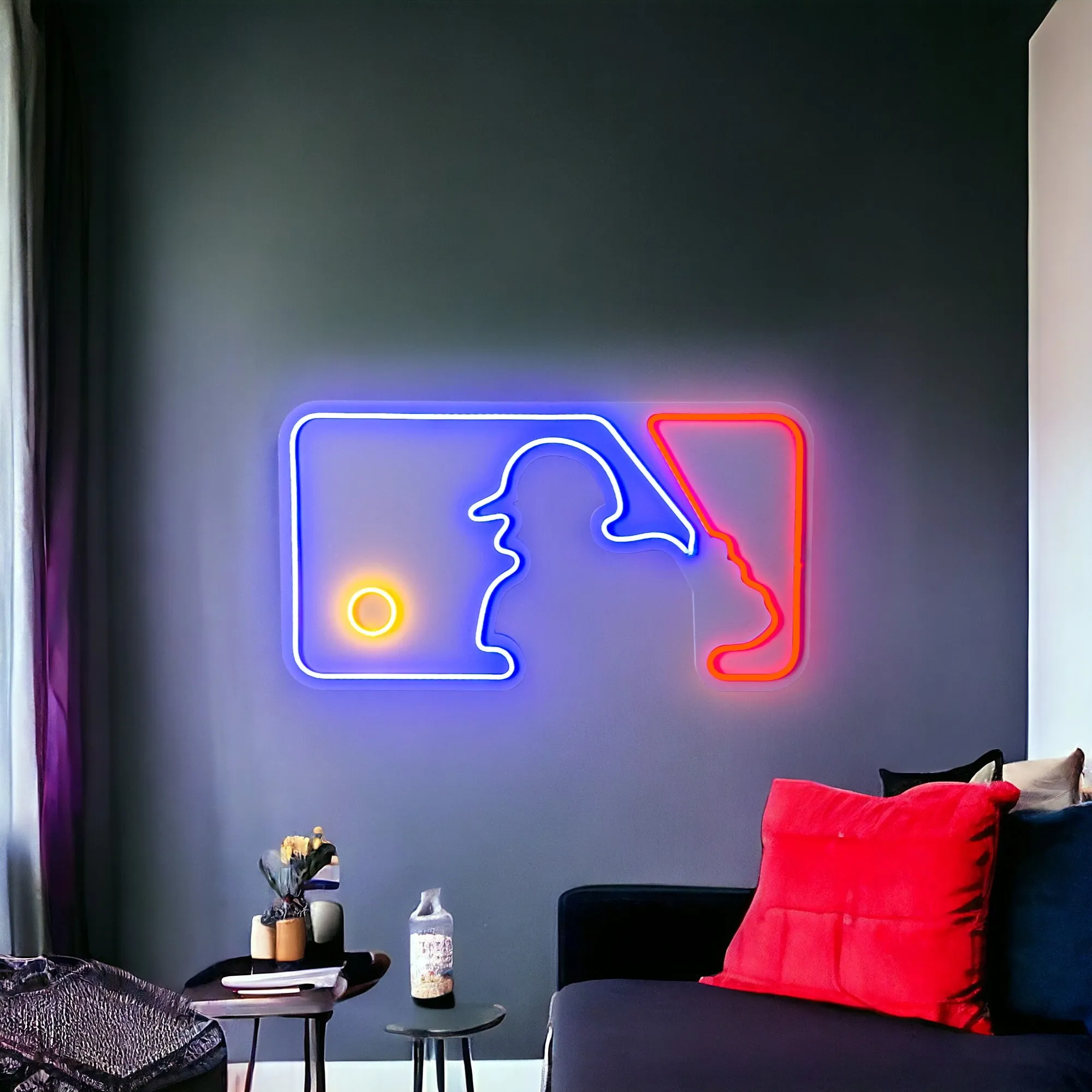 Baseball Pitcher Led Neon Wall Decor, MLB Baseball Sign