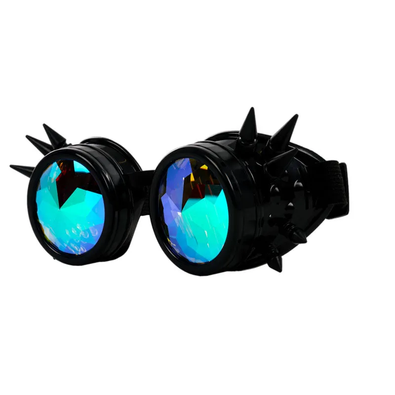 Black Steampunk Kaleidoscope Round Goggles