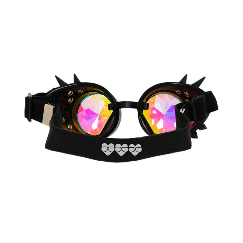 Black Steampunk Kaleidoscope Round Goggles