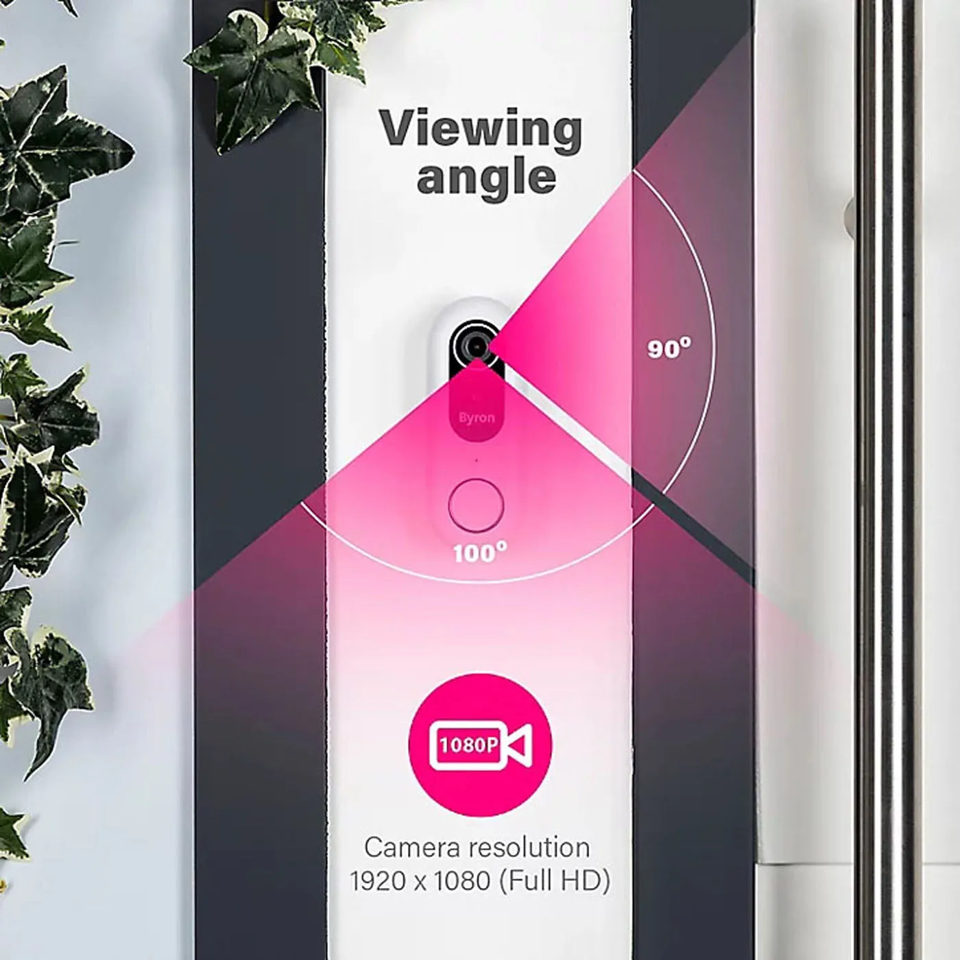 Byron Video Doorbell Smart White Wired 1080HD Resolution Battery Powered IP44