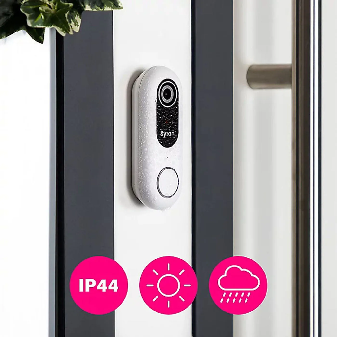 Byron Video Doorbell Smart White Wired 1080HD Resolution Battery Powered IP44