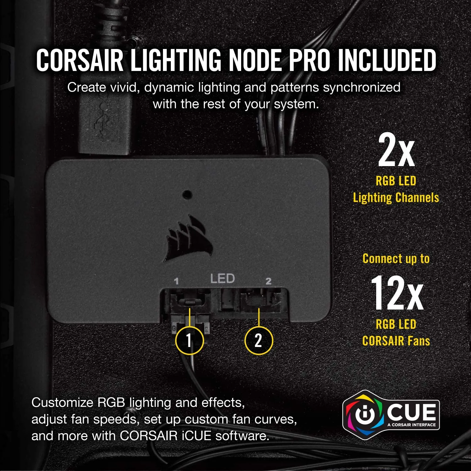 CORSAIR CO-9050072-WW Series LL120 RGB 120mm Dual Light Loop RGB LED PWM Fan 3 Fan Pack with Lighting Node Pro