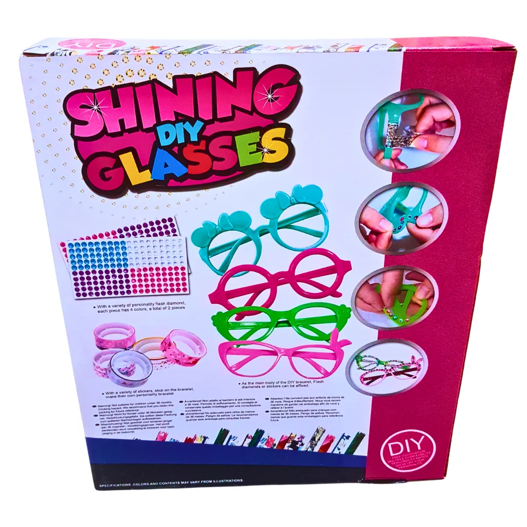 DIY Shining Glasses Decoration Kit for Kids – Customizable Fashion Glasses Set with Stickers & Gems | Ages 6 