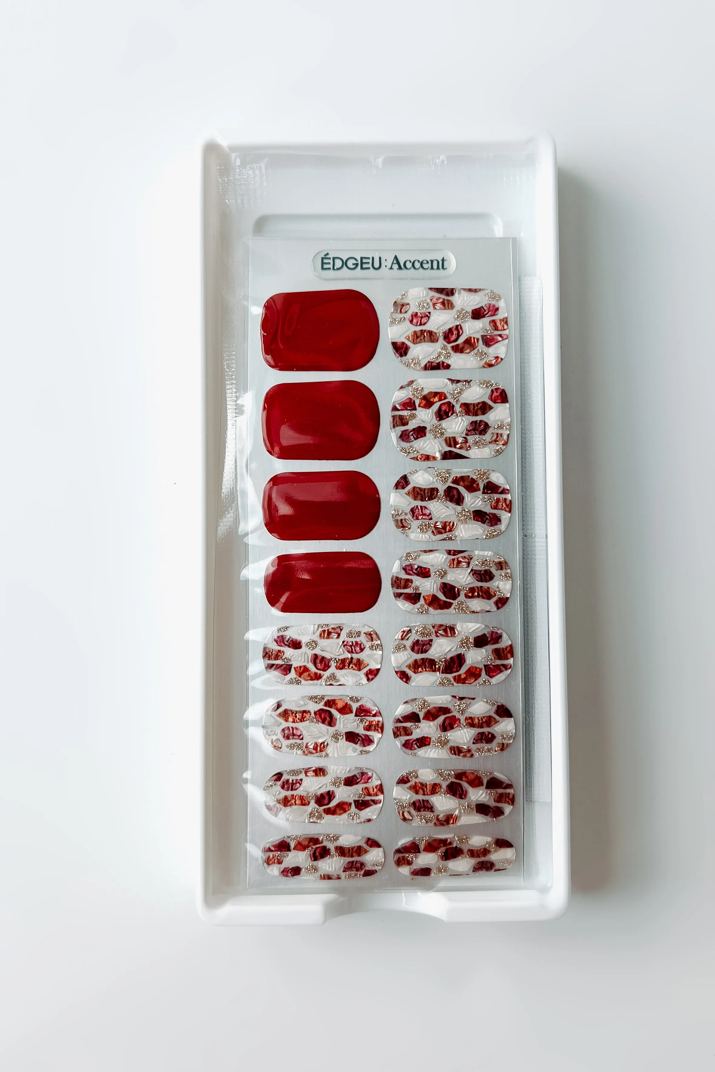 EDGEU Baked Gel Fingernail Stickers (Ruby Red Shell)