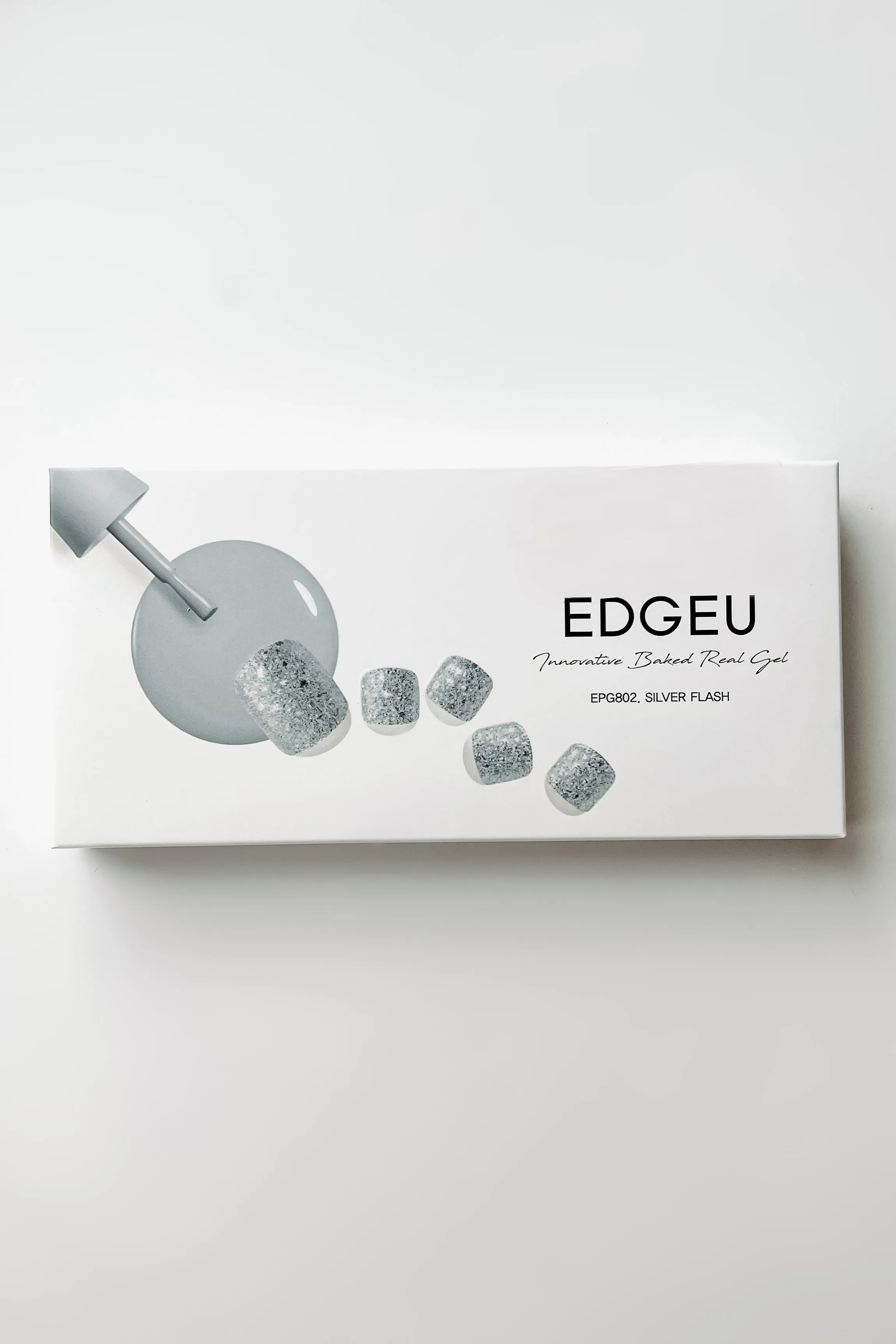 EDGEU Baked Gel Toe Nail Stickers (Silver Flash)