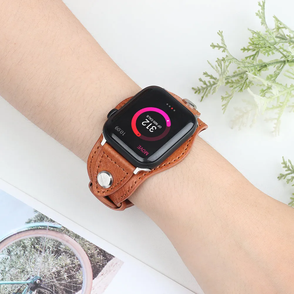 For Apple Watch Cuff Band Strap for iWatch Bracelet Wrist Leather Watchband