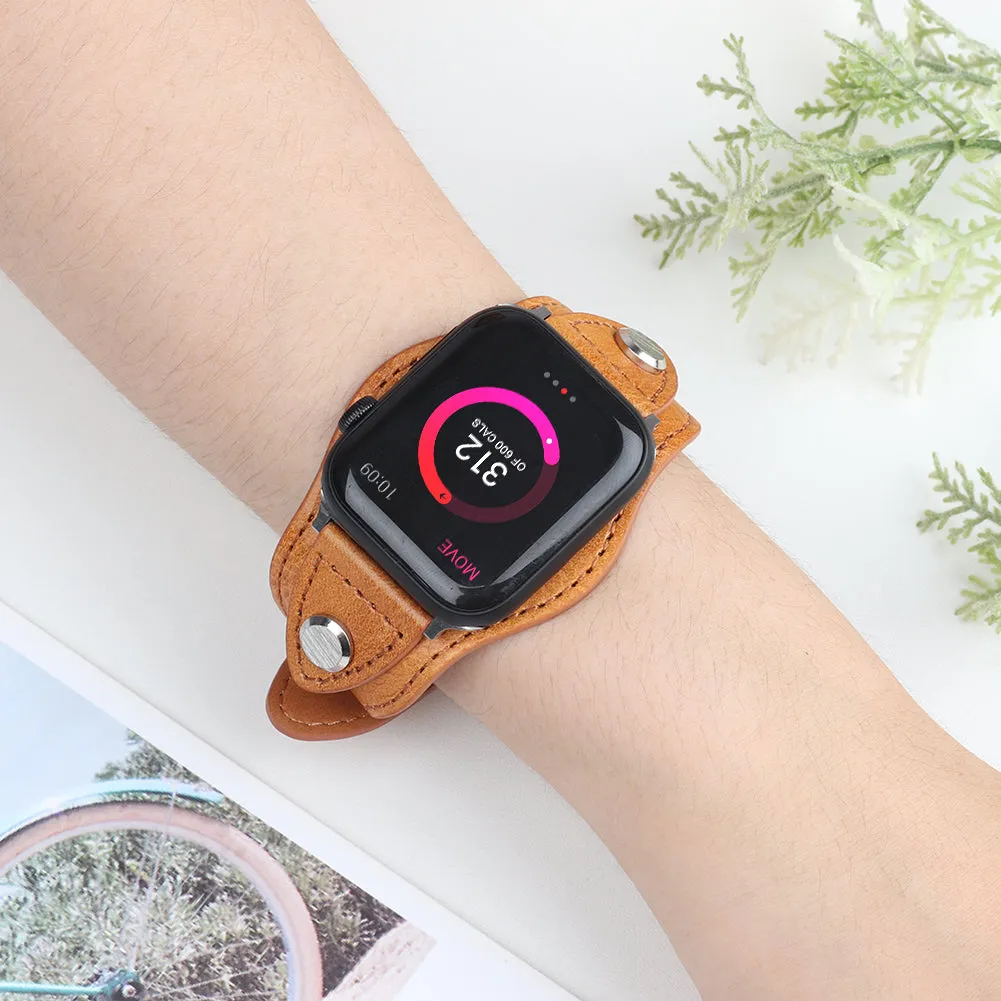 For Apple Watch Cuff Band Strap for iWatch Bracelet Wrist Leather Watchband