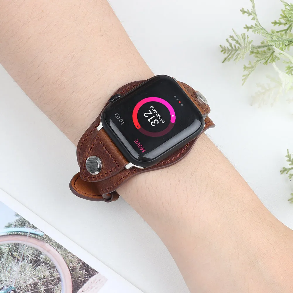 For Apple Watch Cuff Band Strap for iWatch Bracelet Wrist Leather Watchband