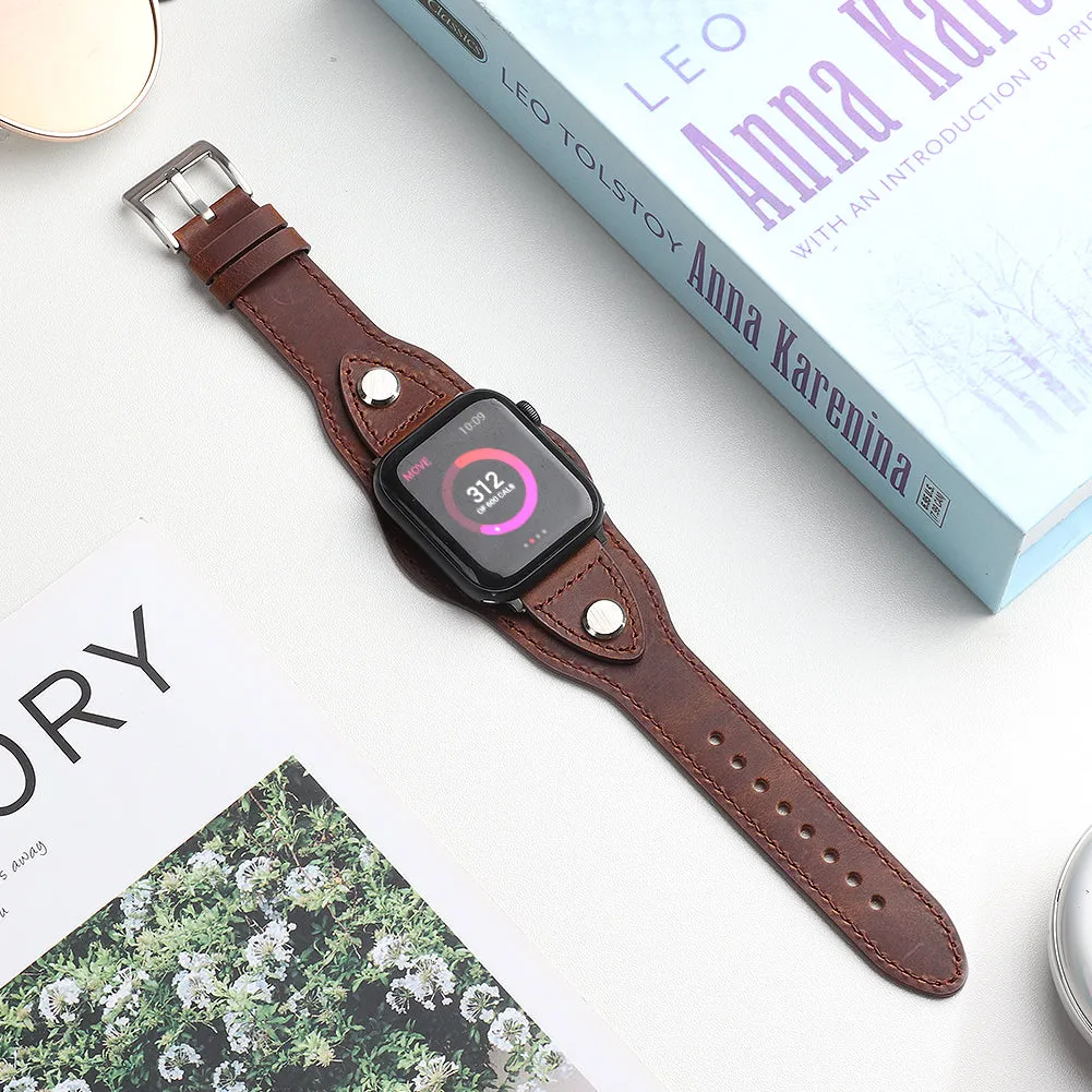 For Apple Watch Cuff Band Strap for iWatch Bracelet Wrist Leather Watchband
