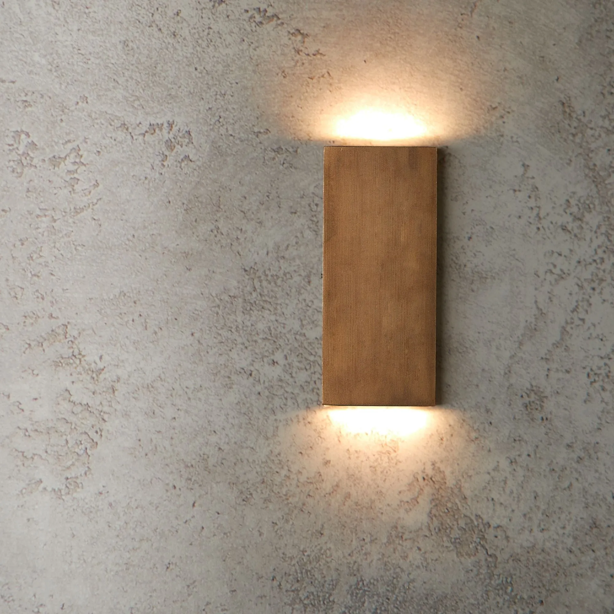 Harlyn ip65 slim up and down light in aged brass