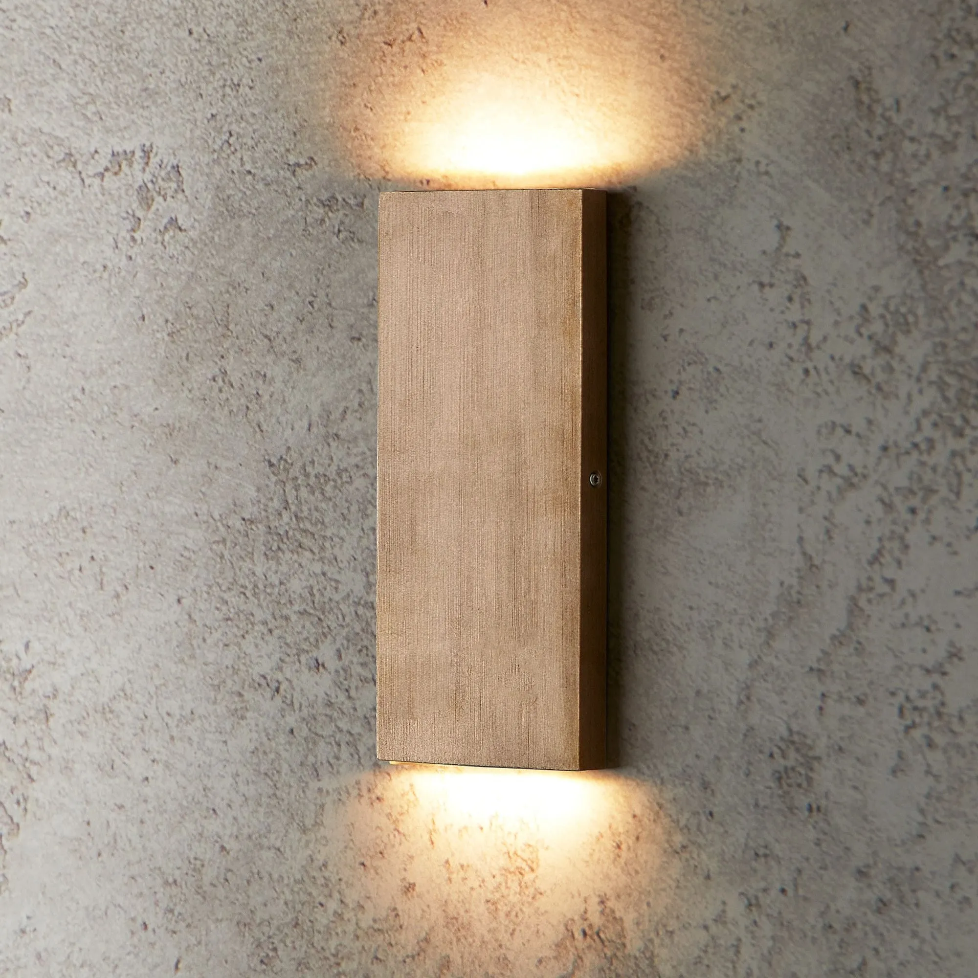 Harlyn ip65 slim up and down light in aged brass