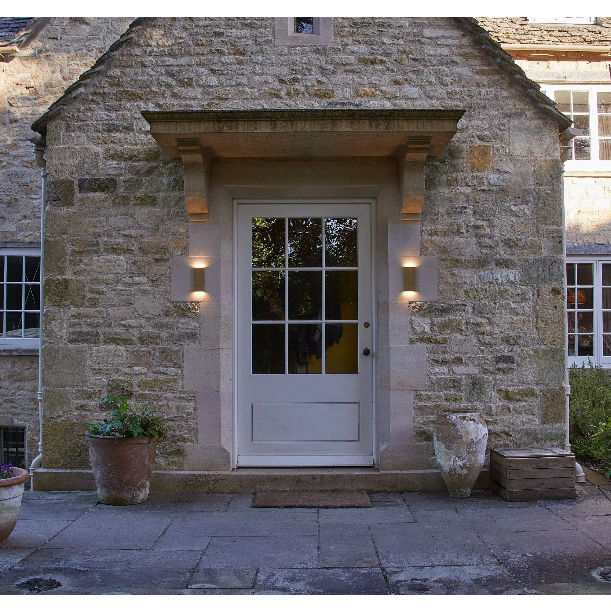 Harlyn ip65 slim up and down light in aged brass