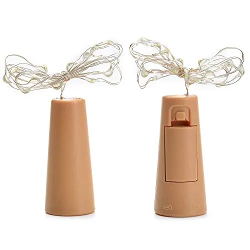 HEMITO 20 LED Cork Lights for Wine Bottles, Fairy Lights, 2M Battery Operated Cork LED Bottle Lights for Home Decoration, Diwali, Christmas, Festivals, Party Décor & DIY – Warm White (2 Unit)