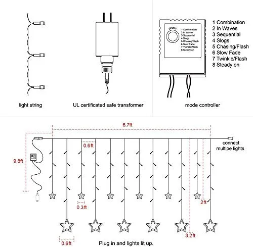 HK Balloons Pack of 2 12 Diya Shape LED Curtain String diwali Lights with Diwali Banner for Home Decoration Window Hanging Lighting with 8 Flashing Mode for Navratri, Christmas, Wedding, Festivals, Balcony, Bedroom Decorations - Warm White