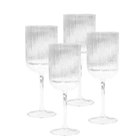 Ivy Ribbed Wine Glasses | Set of 4