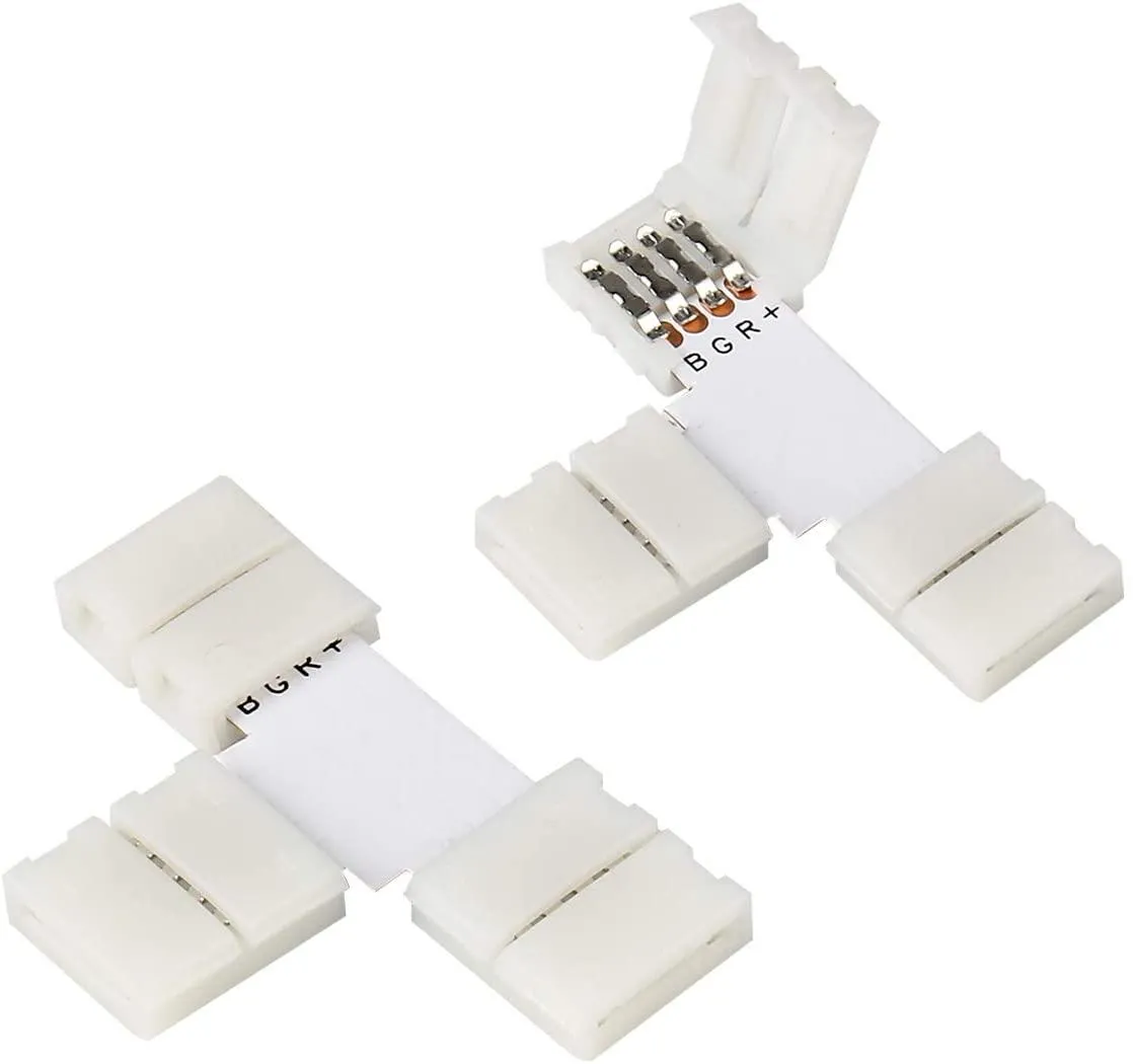 LED Strip Accessories 5pcs T-Shape PCB RGB Connectors 4 pin 10mm
